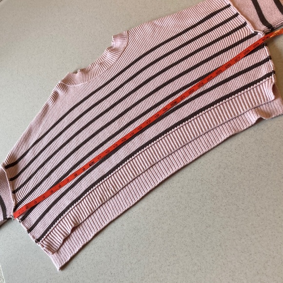 Free People Striped Cropped Sweater Women Size M - Picture 5 of 15